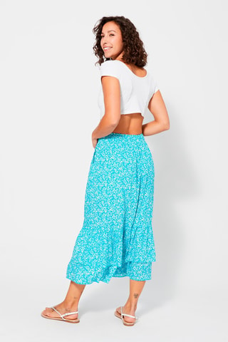 Rok met Ruches - Turquoise en wit