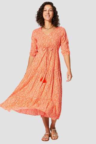 Lange Jurk - Wit en oranje