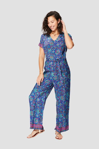 Jumpsuit - Beige, blauw en roze