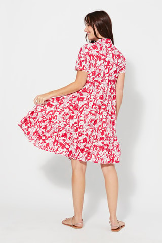 Trapezium Jurk - Wit en rood