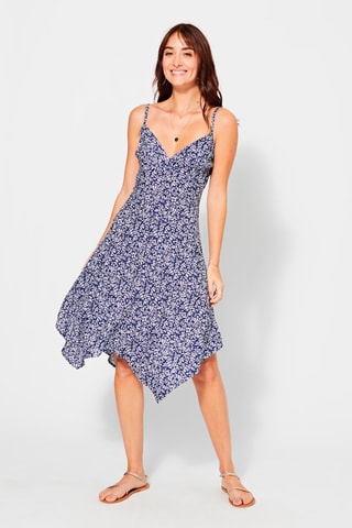 Midi-jurk - Wit en blauw