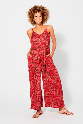 Jumpsuit - Beige en rood