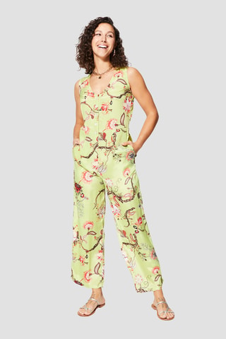 Mouwloze Jumpsuit - Groen, bruin en roze