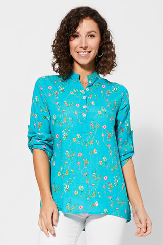 Blouse - Turquoise en roze