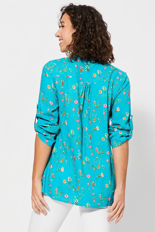 Blouse - Turquoise en roze