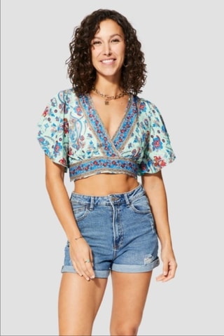 Crop Top - Turquoise en blauw