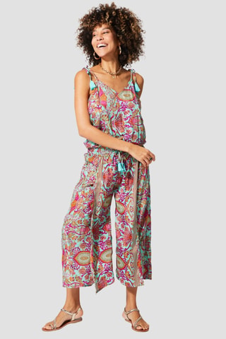 Jumpsuit - Goudkleurig en turquoise