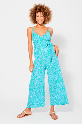 Jumpsuit - Turquoise en wit
