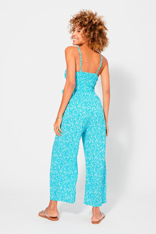 Jumpsuit - Turquoise en wit