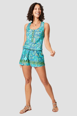 Playsuit - Goudkleurig en turquoise