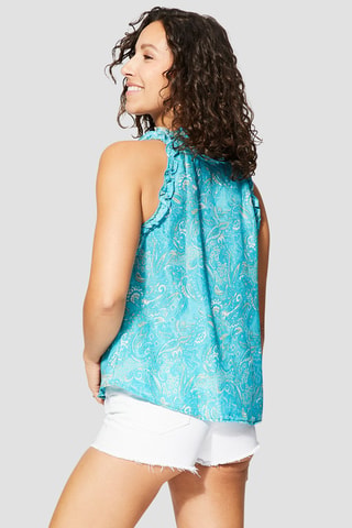 Top - Turquoise en beige