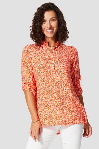 Blouse - Oranje en wit