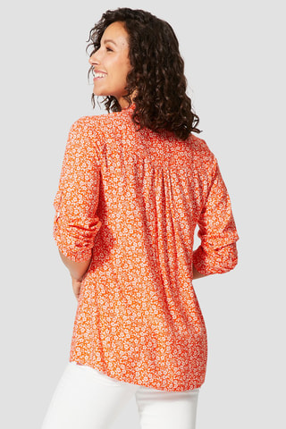 Blouse - Oranje en wit