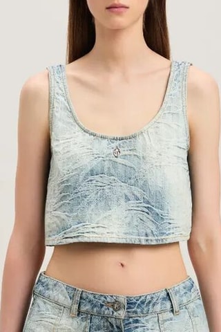 Crop top en jean - Bleu