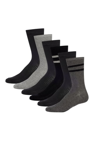 6 paia di calze - Grigio, nero e bianco
