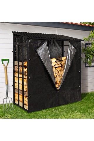 Abrigo para lenha com tampa de proteção com fecho zip - 190 x 70 x 185 cm