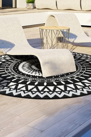 Tapete de exterior redondo - 150 cm - Preto