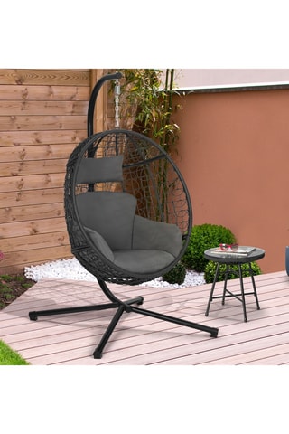 Cadeirão em forma de ovo suspenso com almofada - 100 x 100 x 196 cm - Até 150 kg