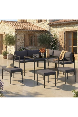 Conjunto de jardim de canto Tropéa - 8 lugares - Tecido impermeável
