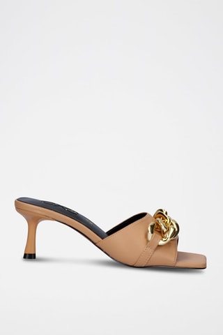 Mules à talons en cuir - Marron