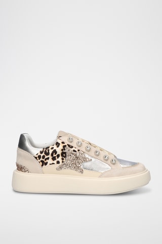 Baskets plateformes en cuir - Beige