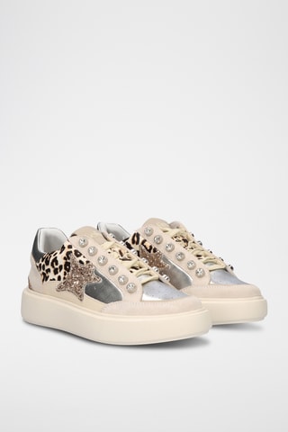 Baskets plateformes en cuir - Beige