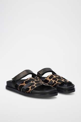 Mules en cuir - Beige et noir