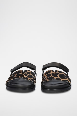 Mules en cuir - Beige et noir