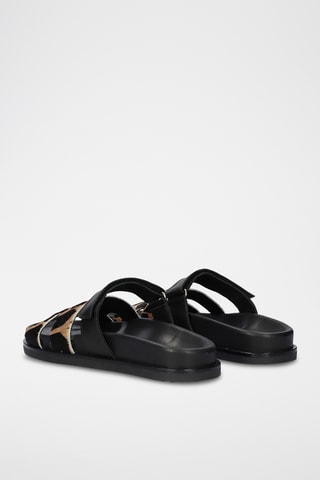 Mules en cuir - Beige et noir