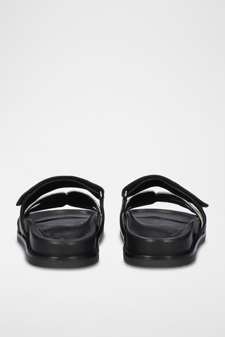 Mules en cuir - Beige et noir