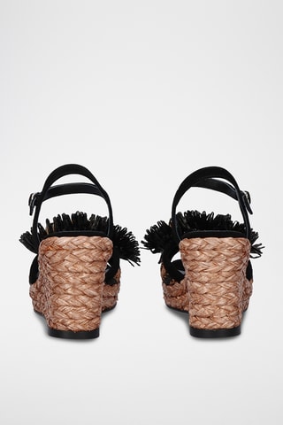 Sandales compensées en cuir - Noir
