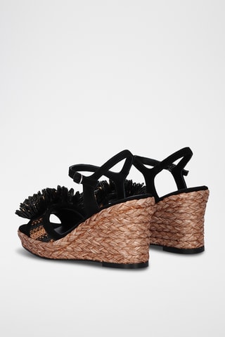 Sandales compensées en cuir - Noir