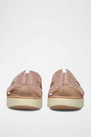 Mules à talons plateformes - Doré et rose