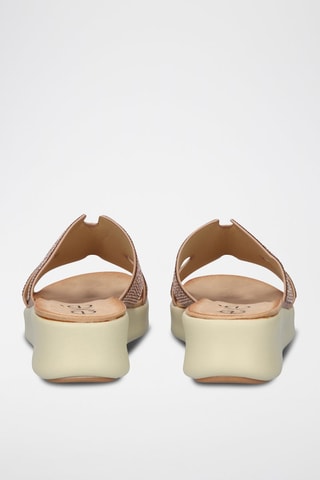 Mules à talons plateformes - Doré et rose