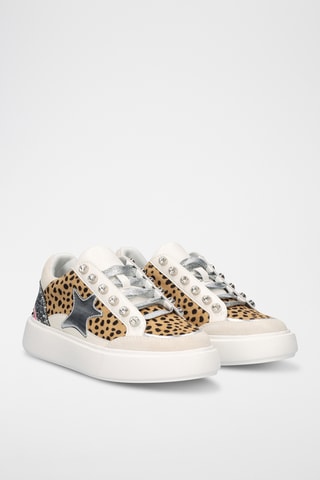 Baskets plateformes en cuir - Beige et noir