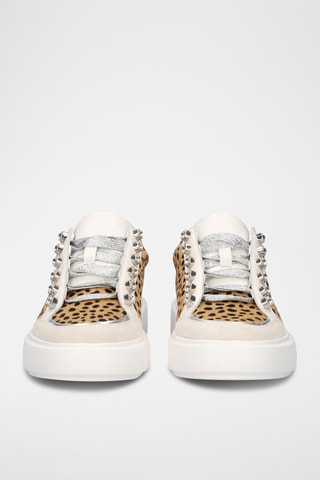 Baskets plateformes en cuir - Beige et noir