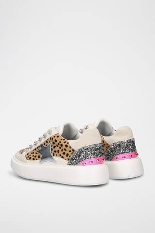 Baskets plateformes en cuir - Beige et noir