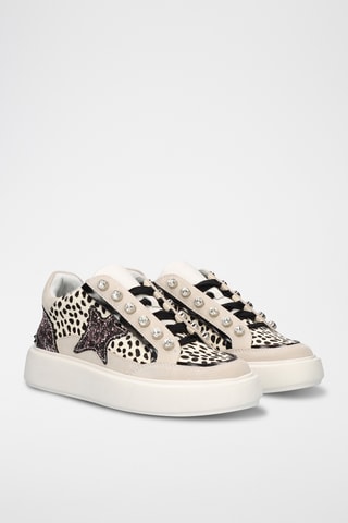 Baskets plateformes en cuir - Beige