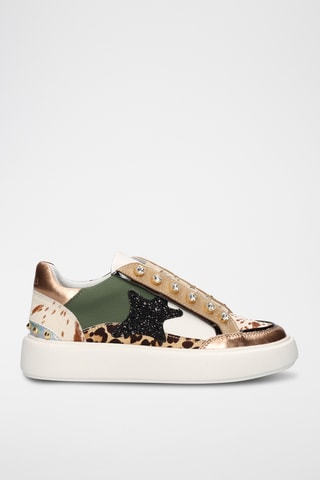 Baskets plateformes en cuir - Blanc et vert