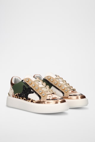 Baskets plateformes en cuir - Blanc et vert