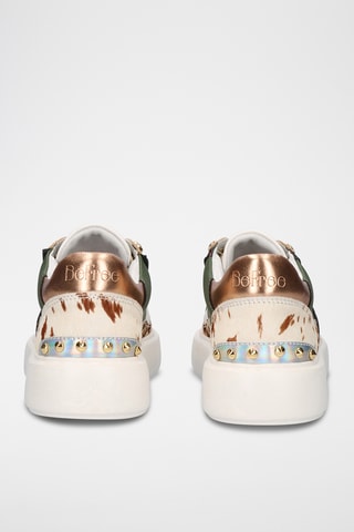 Baskets plateformes en cuir - Blanc et vert