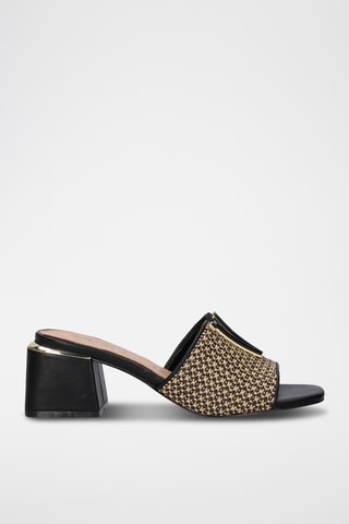 Mules à talons - Beige et noir