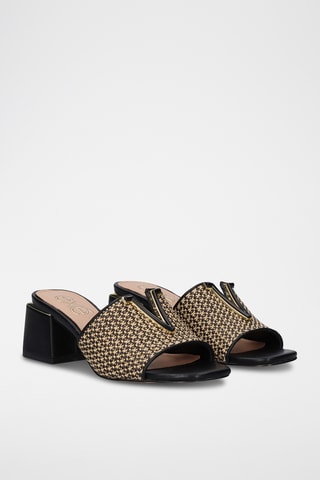 Mules à talons - Beige et noir