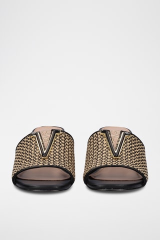 Mules à talons - Beige et noir