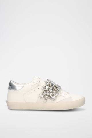 Baskets en cuir - Blanc et argenté