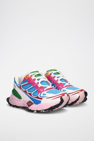 Baskets plateformes en cuir - Bleu et fuchsia