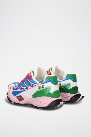 Baskets plateformes en cuir - Bleu et fuchsia