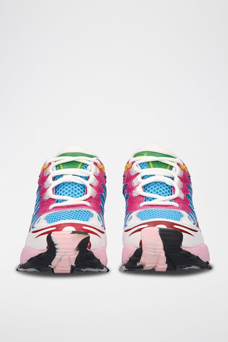 Baskets plateformes en cuir - Bleu et fuchsia