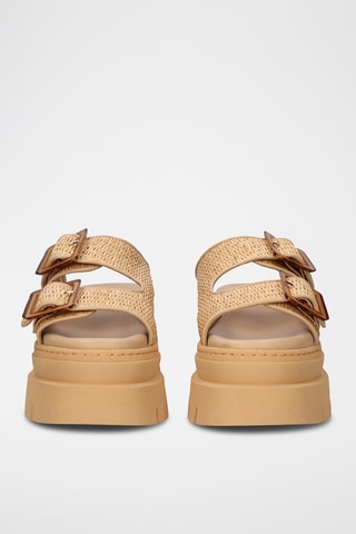 Mules à talons en cuir - Beige