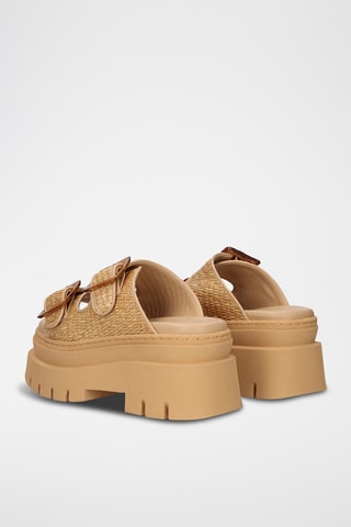 Mules à talons en cuir - Beige